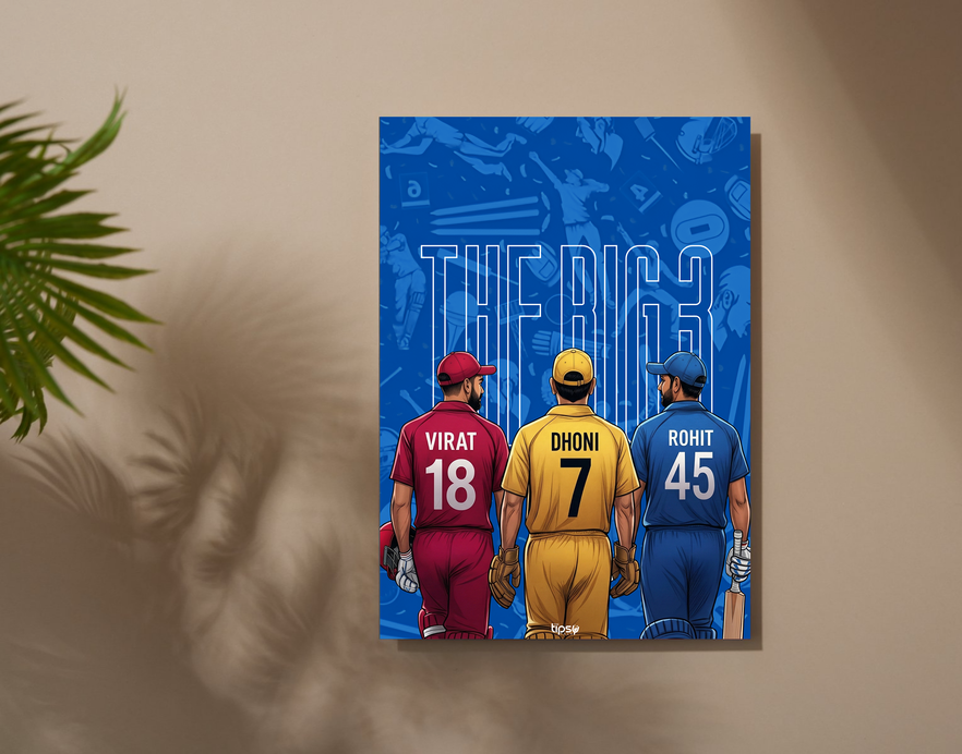 "CRICKET FANBASE: THE BIG 3" -Shiny & Sturdy Metallic Poster Art That Pops & Sticks