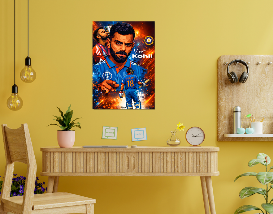 "THE GOAT: VIRAT KOHLI CRICKET FANBASE" -Shiny & Sturdy Metallic Poster Art That Pops & Sticks