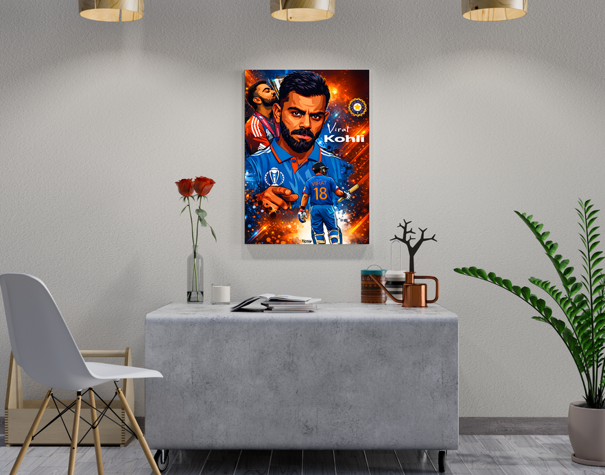 "THE GOAT: VIRAT KOHLI CRICKET FANBASE" -Shiny & Sturdy Metallic Poster Art That Pops & Sticks