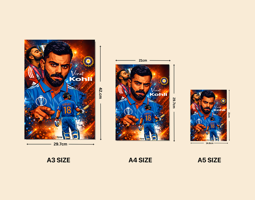 "THE GOAT: VIRAT KOHLI CRICKET FANBASE" -Shiny & Sturdy Metallic Poster Art That Pops & Sticks