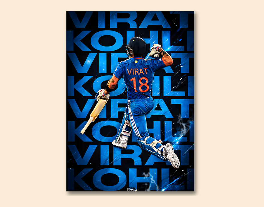 "RUN MACHINE VIRAT KOHLI CRICKET FANSHIP" -Shiny & Sturdy Metallic Poster Art That Pops & Sticks
