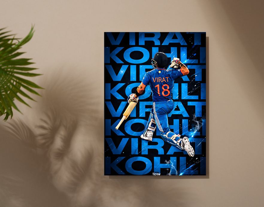 "RUN MACHINE VIRAT KOHLI CRICKET FANSHIP" -Shiny & Sturdy Metallic Poster Art That Pops & Sticks