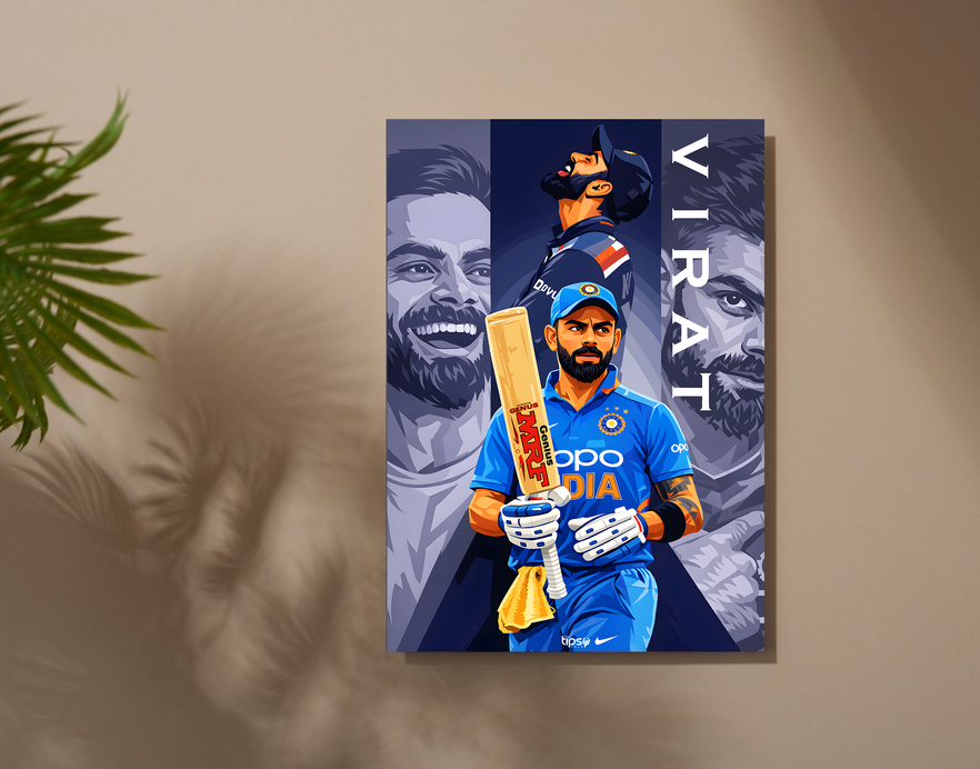 "MASTER BLASTER VIRAT KOHLI CRICKET FANDOM" -Shiny & Sturdy Metallic Poster Art That Pops & Sticks
