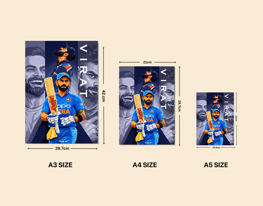 "MASTER BLASTER VIRAT KOHLI CRICKET FANDOM" -Shiny & Sturdy Metallic Poster Art That Pops & Sticks