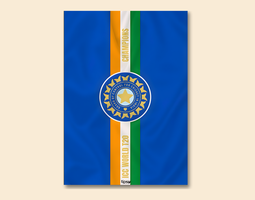 "INDIA ICC WORLD T20 CHAMPIONS: CRICKET FANDOM" -Shiny & Sturdy Metallic Poster Art That Pops & Sticks