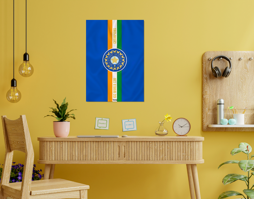 "INDIA ICC WORLD T20 CHAMPIONS: CRICKET FANDOM" -Shiny & Sturdy Metallic Poster Art That Pops & Sticks