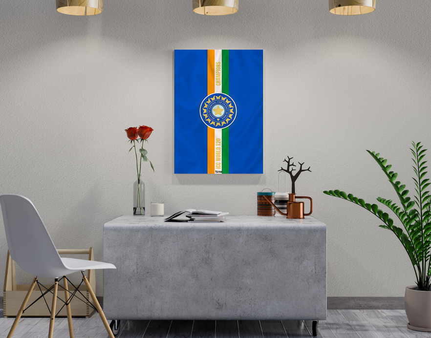 "INDIA ICC WORLD T20 CHAMPIONS: CRICKET FANDOM" -Shiny & Sturdy Metallic Poster Art That Pops & Sticks
