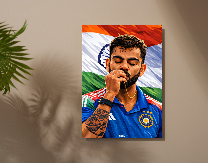 "VIRAT KOHLI 18 CRICKET FANBASE" -Shiny & Sturdy Metallic Poster Art That Pops & Sticks