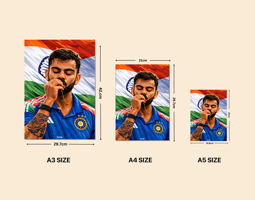 "VIRAT KOHLI 18 CRICKET FANBASE" -Shiny & Sturdy Metallic Poster Art That Pops & Sticks