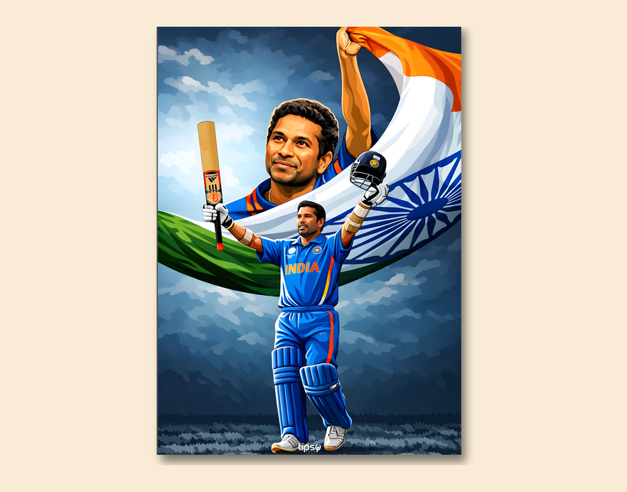 "SACHIN TENDULKAR CRICKET FANDOM" -Shiny & Sturdy Metallic Poster Art That Pops & Sticks
