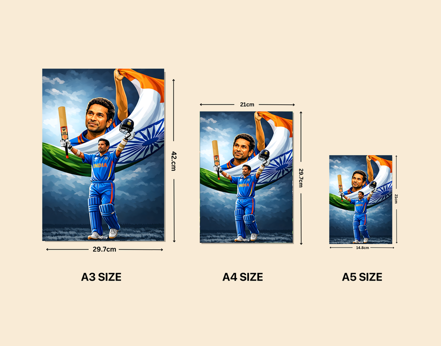 "SACHIN TENDULKAR CRICKET FANDOM" -Shiny & Sturdy Metallic Poster Art That Pops & Sticks