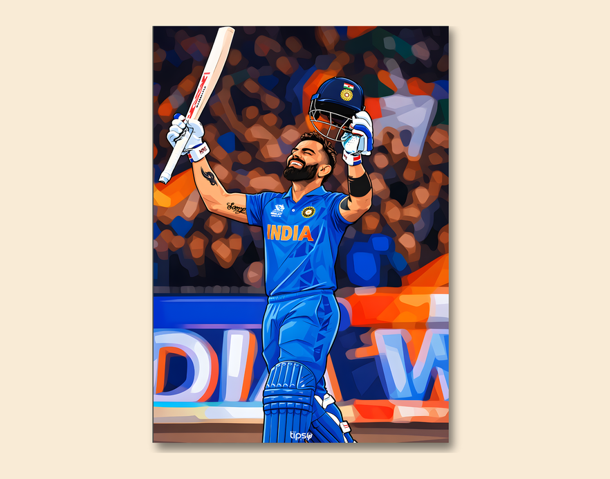 "VIRAT KOHLI 18 CRICKET FANSHIP" -Shiny & Sturdy Metallic Poster Art That Pops & Sticks