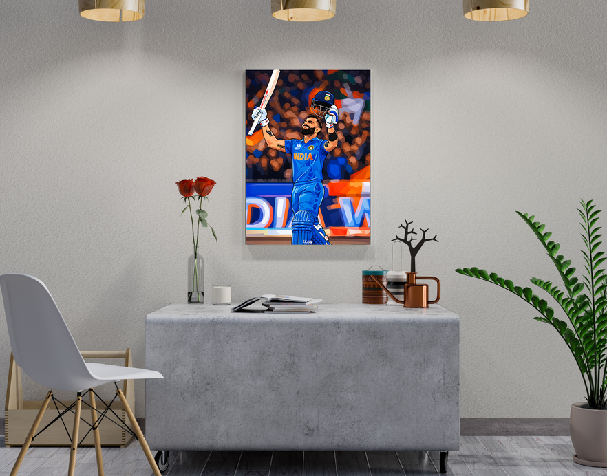 "VIRAT KOHLI 18 CRICKET FANSHIP" -Shiny & Sturdy Metallic Poster Art That Pops & Sticks