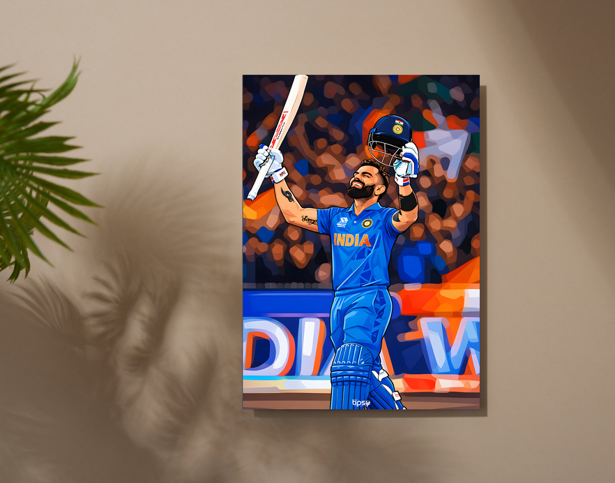 "VIRAT KOHLI 18 CRICKET FANSHIP" -Shiny & Sturdy Metallic Poster Art That Pops & Sticks