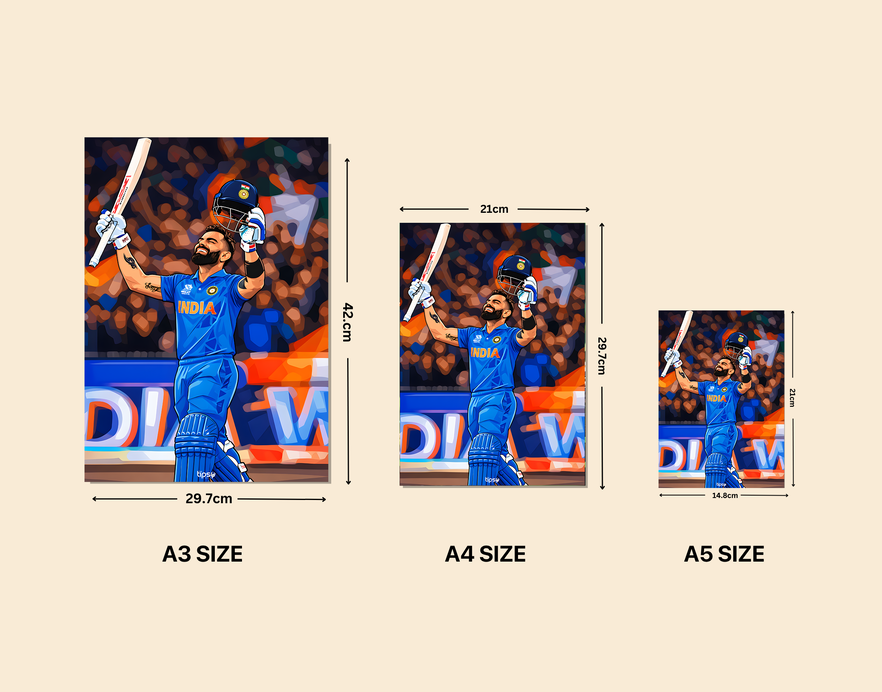 "VIRAT KOHLI 18 CRICKET FANSHIP" -Shiny & Sturdy Metallic Poster Art That Pops & Sticks