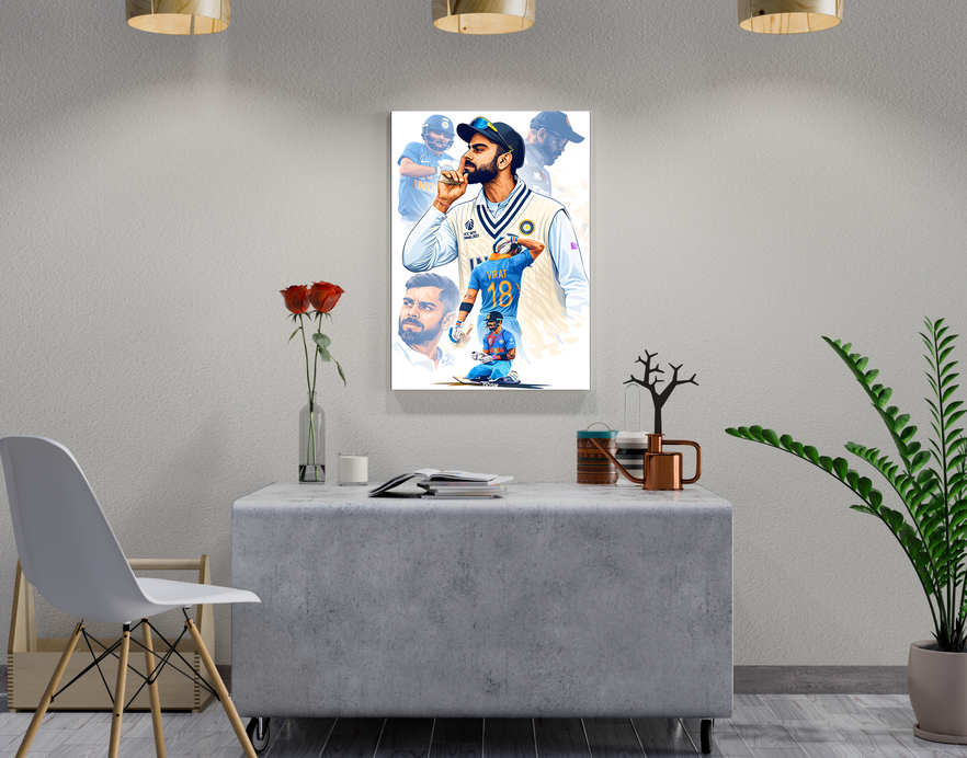 "CRICKET FANDOM 18 VIRAT KOHLI" -Shiny & Sturdy Metallic Poster Art That Pops & Sticks