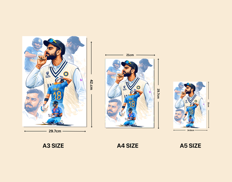 "CRICKET FANDOM 18 VIRAT KOHLI" -Shiny & Sturdy Metallic Poster Art That Pops & Sticks