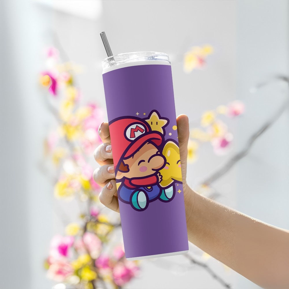 "Cute Mario- Gaming" Tumbler with Metal Straw