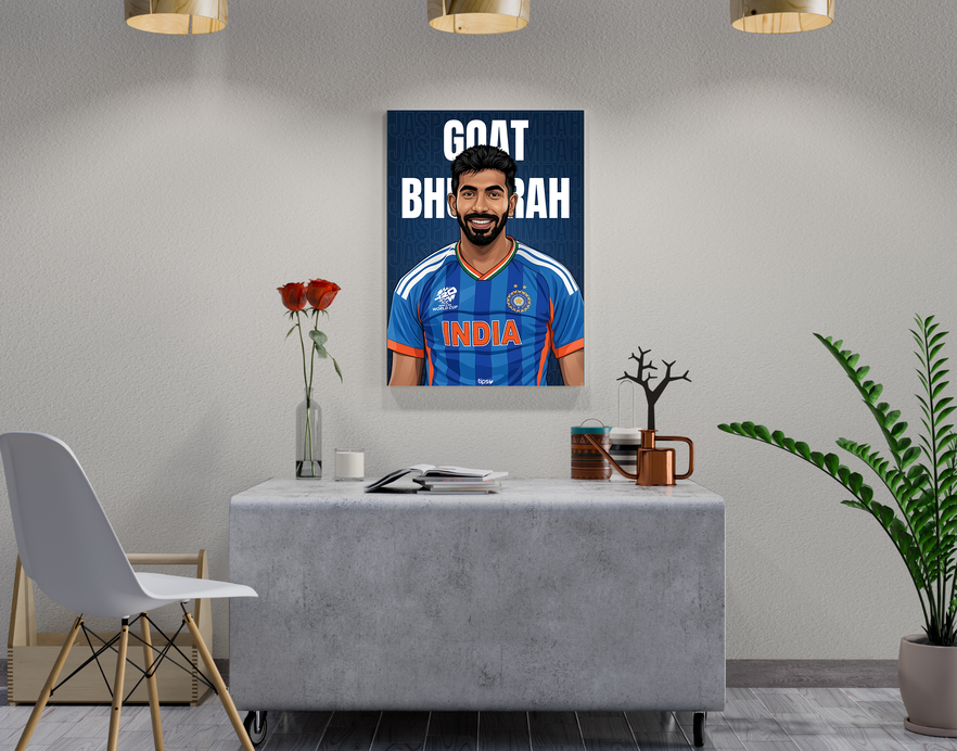 "GOAT 93 JASPRIT BHUMRAH " -Shiny & Sturdy Metallic Poster Art That Pops & Sticks