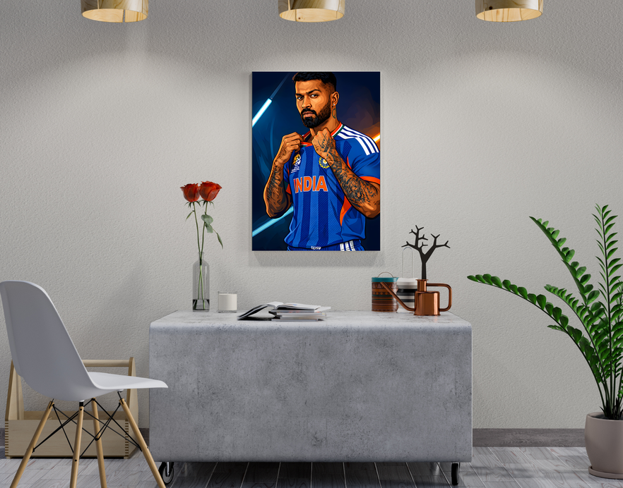 "HARDIK PANDYA: CRICKET FANBASE" -Shiny & Sturdy Metallic Poster Art That Pops & Sticks