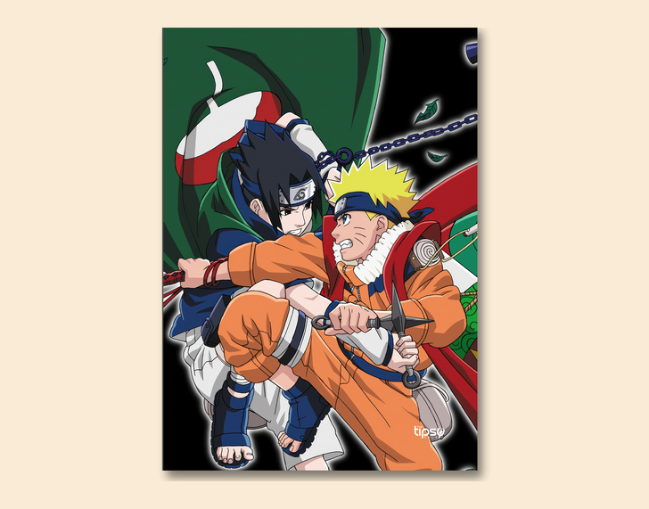 "SASUKE VS NARUTO" -Shiny & Sturdy Metallic Poster Art That Pops & Sticks