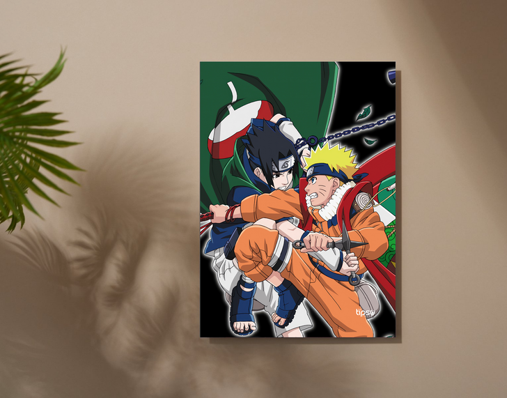"SASUKE VS NARUTO" -Shiny & Sturdy Metallic Poster Art That Pops & Sticks