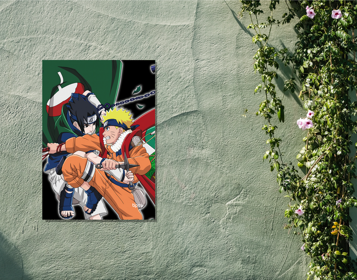 "SASUKE VS NARUTO" -Shiny & Sturdy Metallic Poster Art That Pops & Sticks