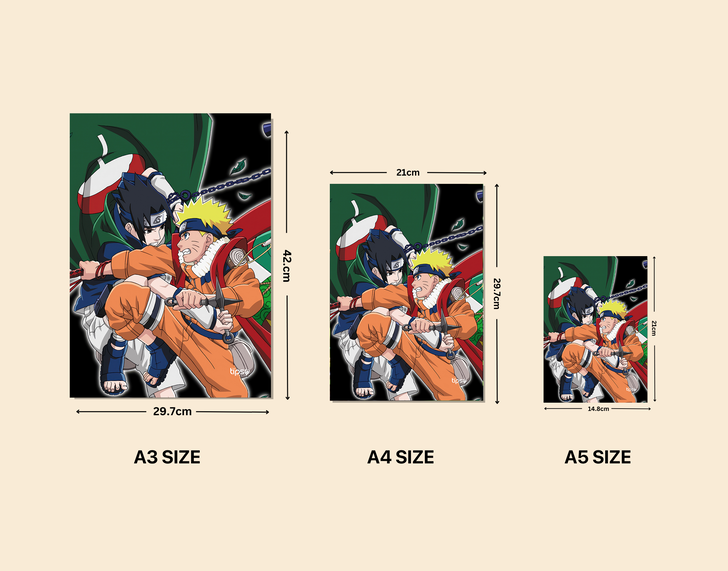 "SASUKE VS NARUTO" -Shiny & Sturdy Metallic Poster Art That Pops & Sticks