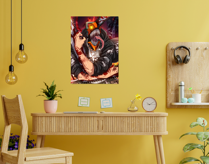 "DENJI BLOODY BADASS" -Shiny & Sturdy Metallic Poster Art That Pops & Sticks