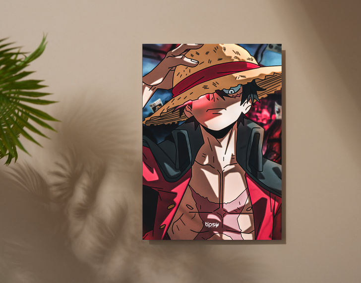 " MONKEY D LUFFY - ACTION" -Shiny & Sturdy Metallic Poster Art That Pops & Sticks
