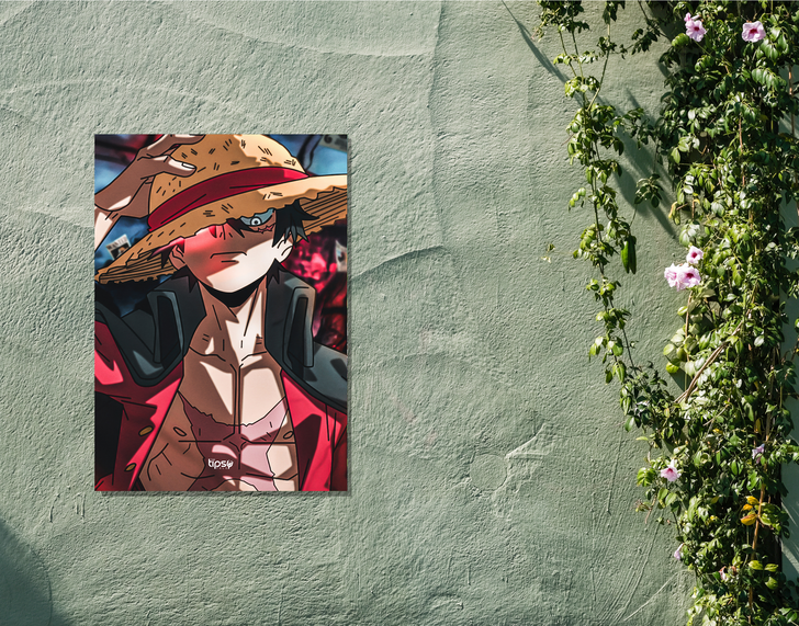 " MONKEY D LUFFY - ACTION" -Shiny & Sturdy Metallic Poster Art That Pops & Sticks