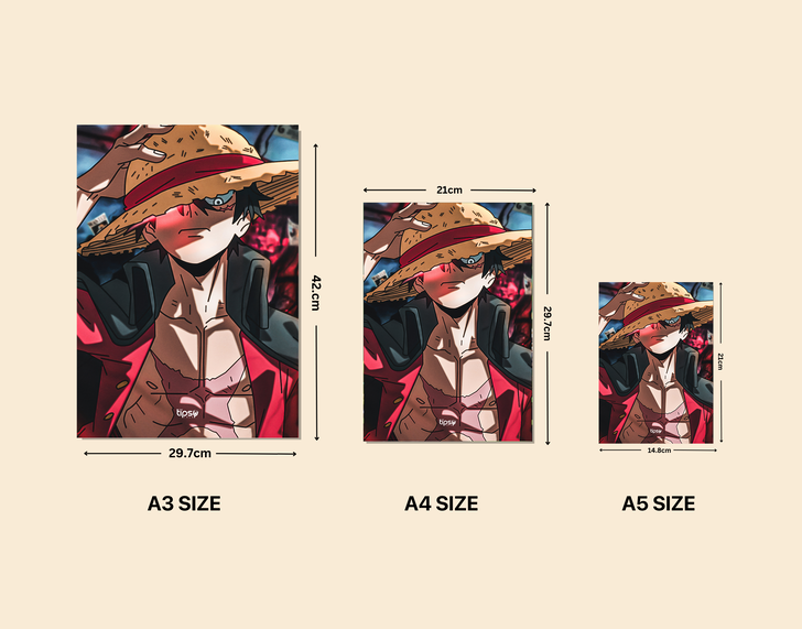 " MONKEY D LUFFY - ACTION" -Shiny & Sturdy Metallic Poster Art That Pops & Sticks