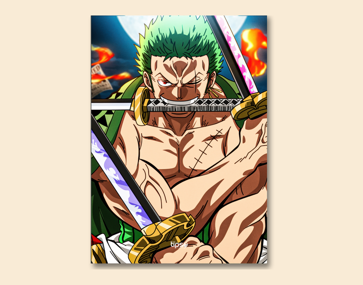 "3 SWORD STYLE - ZORO" -Shiny & Sturdy Metallic Poster Art That Pops & Sticks