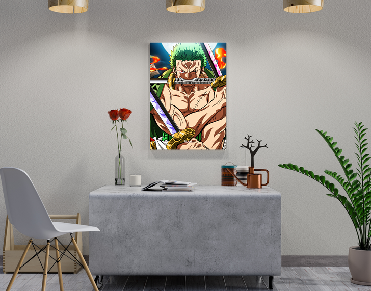 "3 SWORD STYLE - ZORO" -Shiny & Sturdy Metallic Poster Art That Pops & Sticks