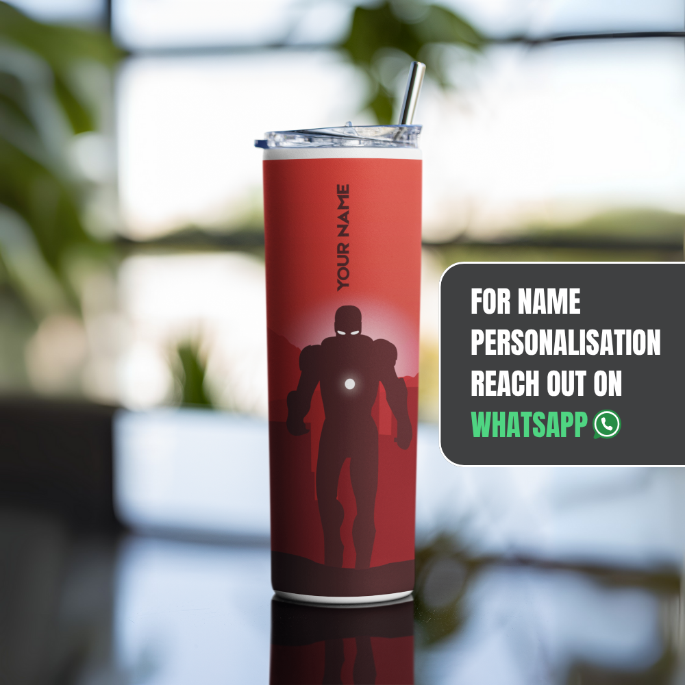 "IronMan- #Avenger" Tumbler with Metal Straw