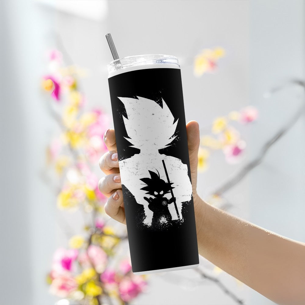 "Goku Black and White" Tumbler with Metal Straw