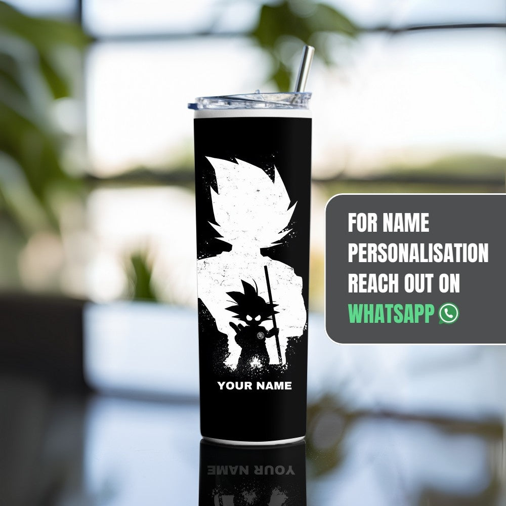 "Goku Black and White" Tumbler with Metal Straw