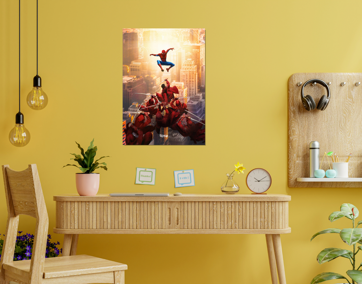 "SPIDERMAN VS NINJAS" -Shiny & Sturdy Metallic Poster Art That Pops & Sticks