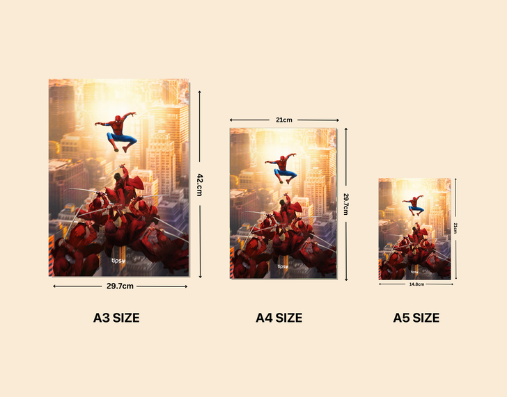 "SPIDERMAN VS NINJAS" -Shiny & Sturdy Metallic Poster Art That Pops & Sticks
