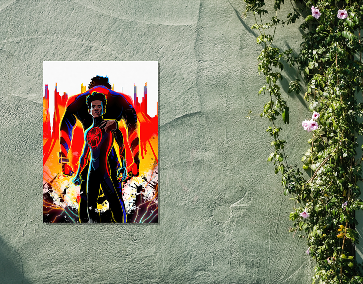 "MILES MORALES X MIGUEL O HARA" -Shiny & Sturdy Metallic Poster Art That Pops & Sticks