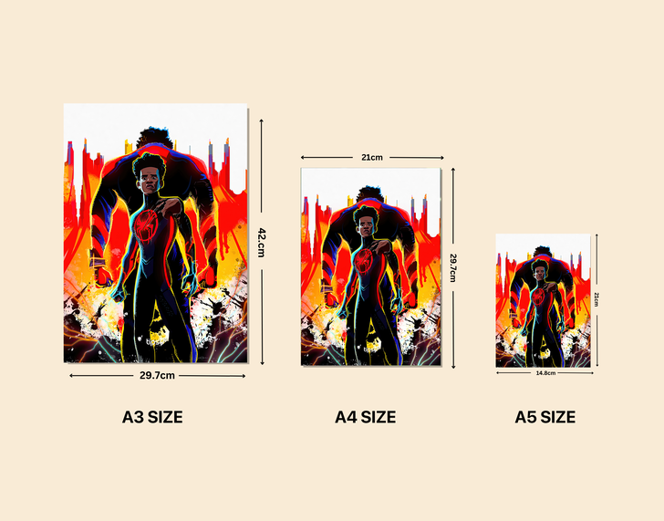 "MILES MORALES X MIGUEL O HARA" -Shiny & Sturdy Metallic Poster Art That Pops & Sticks