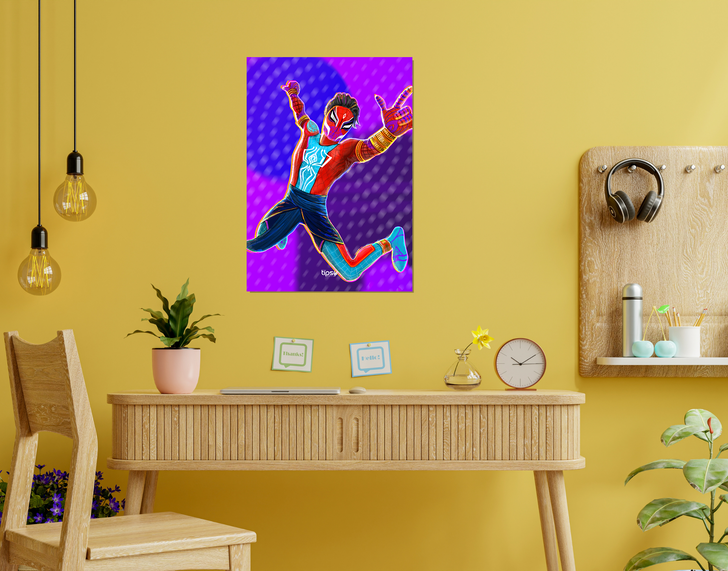 "PAVITHR PRABHKAR - INDIAN SPIDERMAN" -Shiny & Sturdy Metallic Poster Art That Pops & Sticks