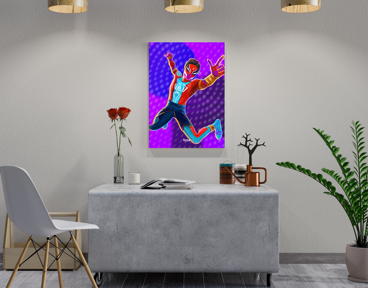 "PAVITHR PRABHKAR - INDIAN SPIDERMAN" -Shiny & Sturdy Metallic Poster Art That Pops & Sticks