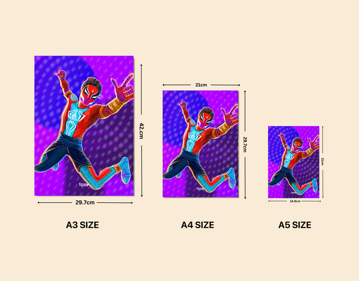"PAVITHR PRABHKAR - INDIAN SPIDERMAN" -Shiny & Sturdy Metallic Poster Art That Pops & Sticks