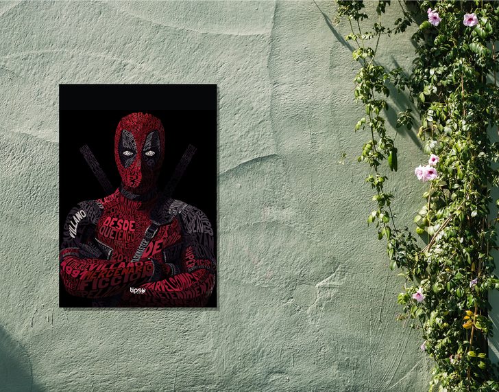 "DEADPOOL WITH MOTTO" -Shiny & Sturdy Metallic Poster Art That Pops & Sticks