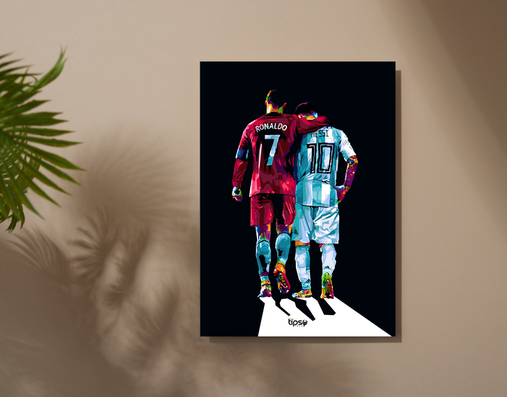 "GOAT REUNION - CR7 X LM10" -Shiny & Sturdy Metallic Poster Art That Pops & Sticks