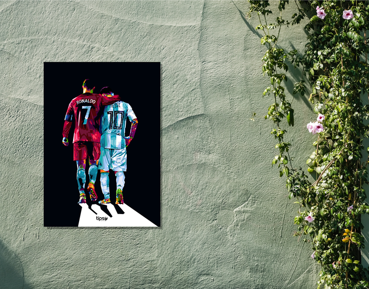 "GOAT REUNION - CR7 X LM10" -Shiny & Sturdy Metallic Poster Art That Pops & Sticks