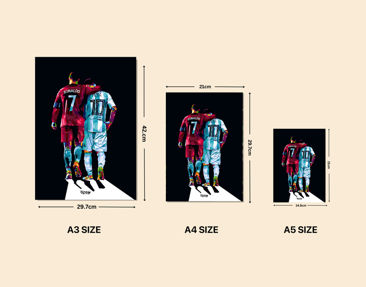 "GOAT REUNION - CR7 X LM10" -Shiny & Sturdy Metallic Poster Art That Pops & Sticks