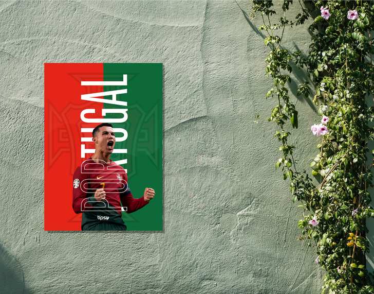 "CR'S PORTUGAL" -Shiny & Sturdy Metallic Poster Art That Pops & Sticks