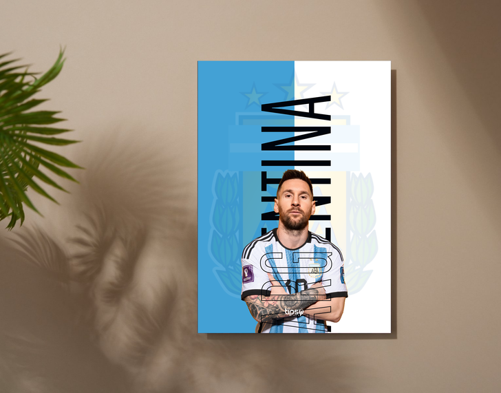 "ARGENTINA - MESSI" -Shiny & Sturdy Metallic Poster Art That Pops & Sticks